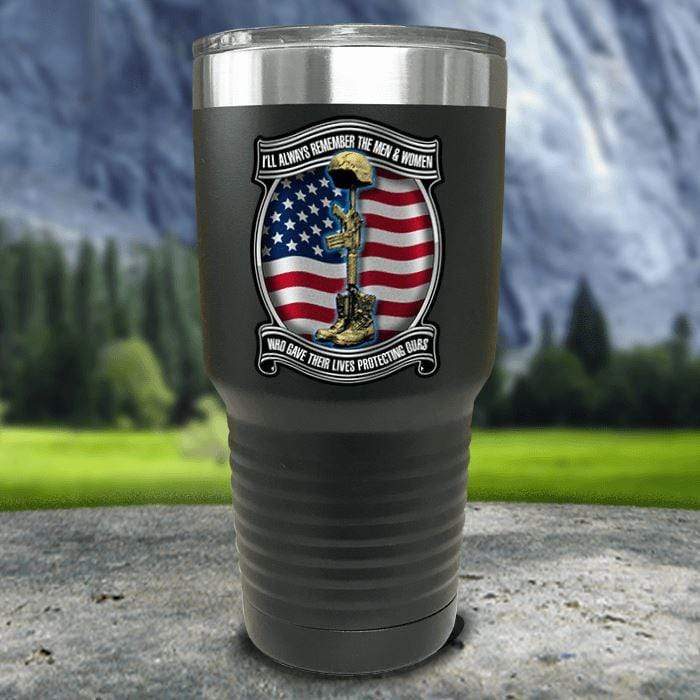 Veteran Always Remember Color Printed Tumblers Tumbler ZLAZER 30oz Tumbler Black 