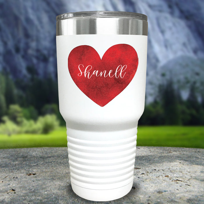 Heart Watercolor Personalized Color Printed Tumblers