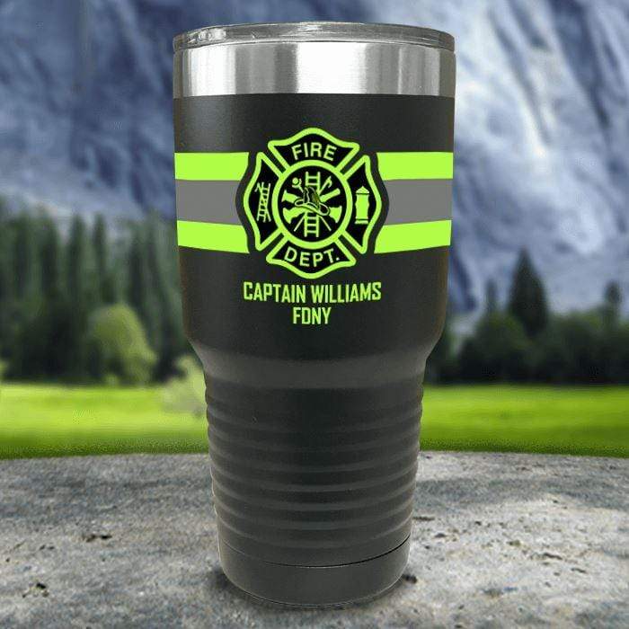 Personalized Firefighter FULL Wrap Color Printed Tumblers Tumbler Nocturnal Coatings 30oz Tumbler Black 