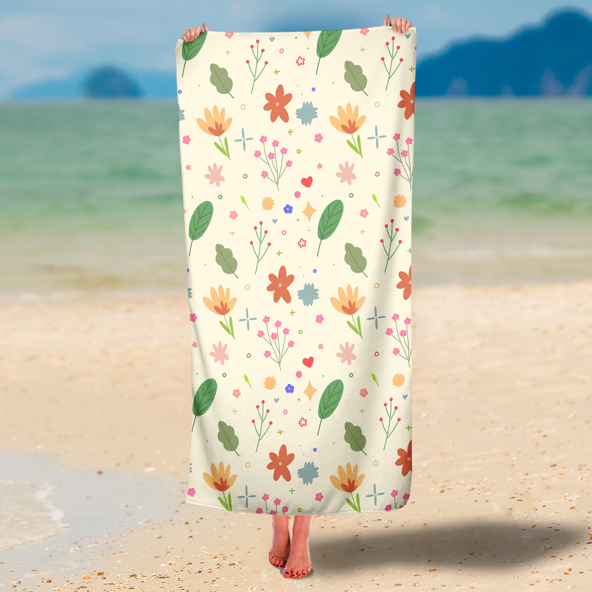Flower Pattern Premium Beach/Pool Towel