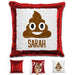 Personalized Poop Emoji Personalized Magic Sequin Pillow Pillow GLAM Red 