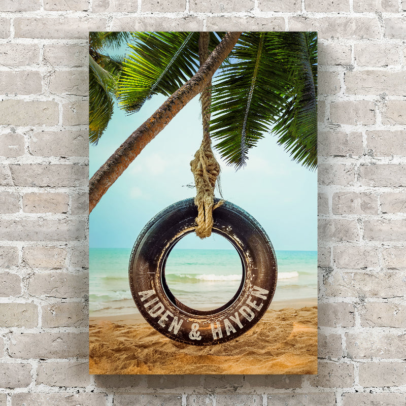 Tire Swing - Personalized Canvas Wall Art for Couples