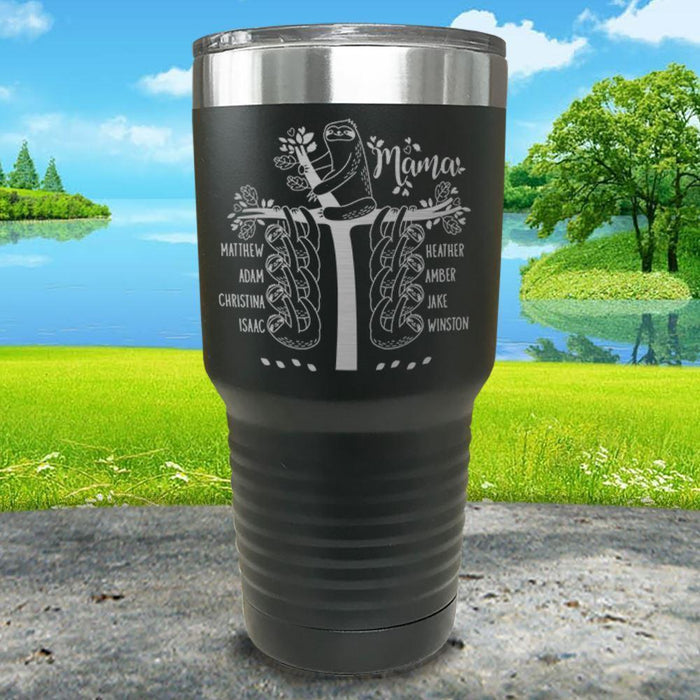 Sloth Mama (CUSTOM) With Child's Name Engraved Tumblers Tumbler ZLAZER 30oz Tumbler Black 