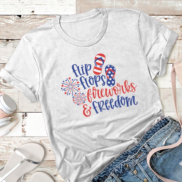 Flip Flops Freedom And Fireworks Premium Tees