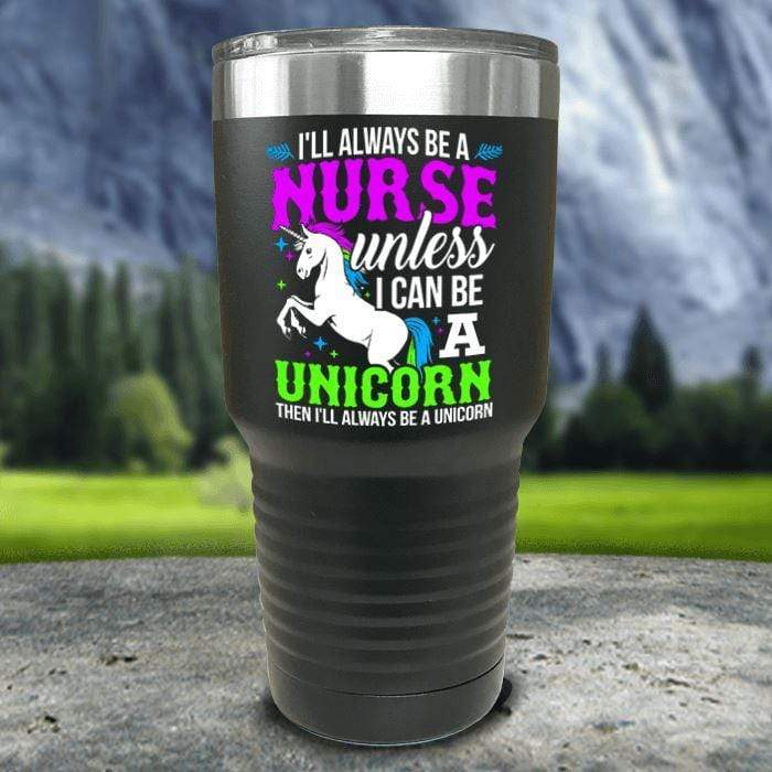 Nurse Unicorn Color Printed Tumblers Tumbler ZLAZER 30oz Tumbler Black 