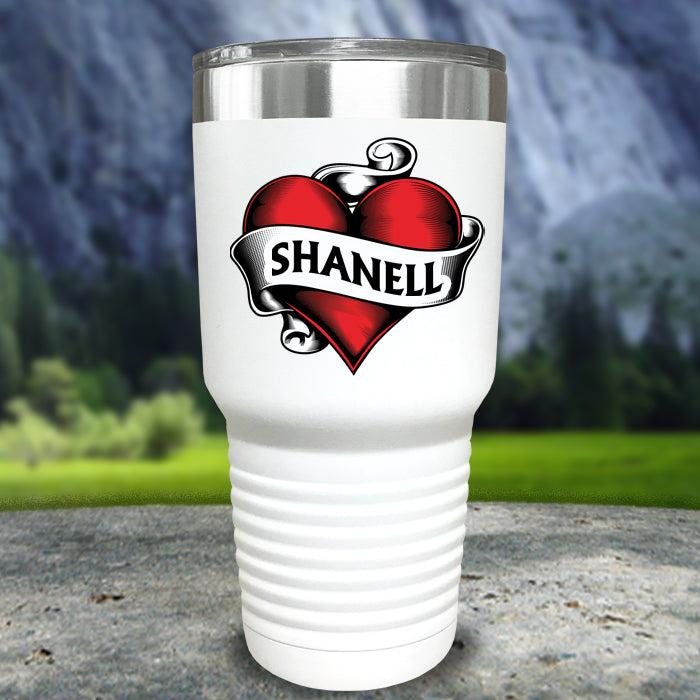 Heart Tattoo Personalized Color Printed Tumblers