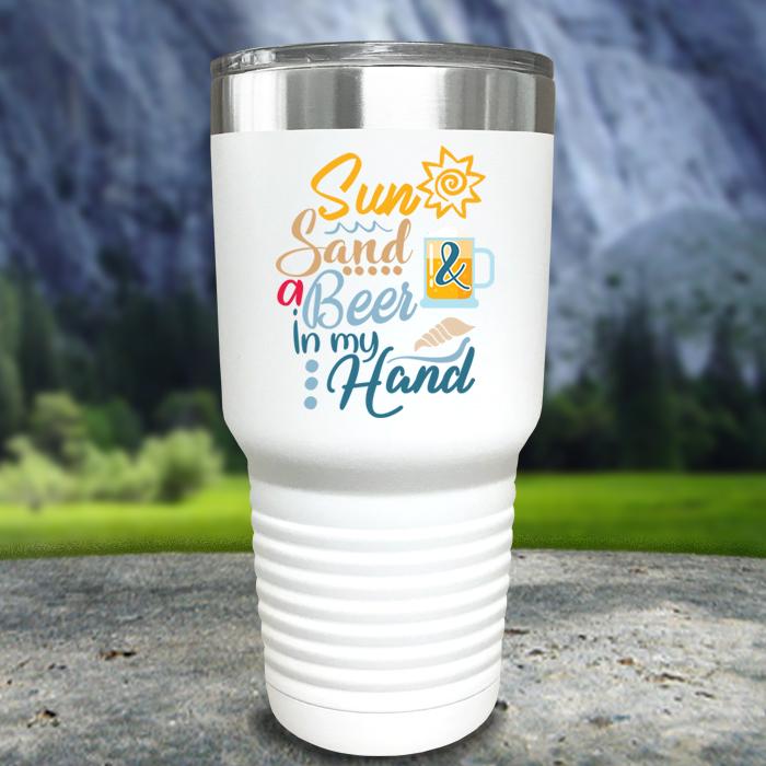 Sun Sand and Beer In My Hand Color Printed Tumblers