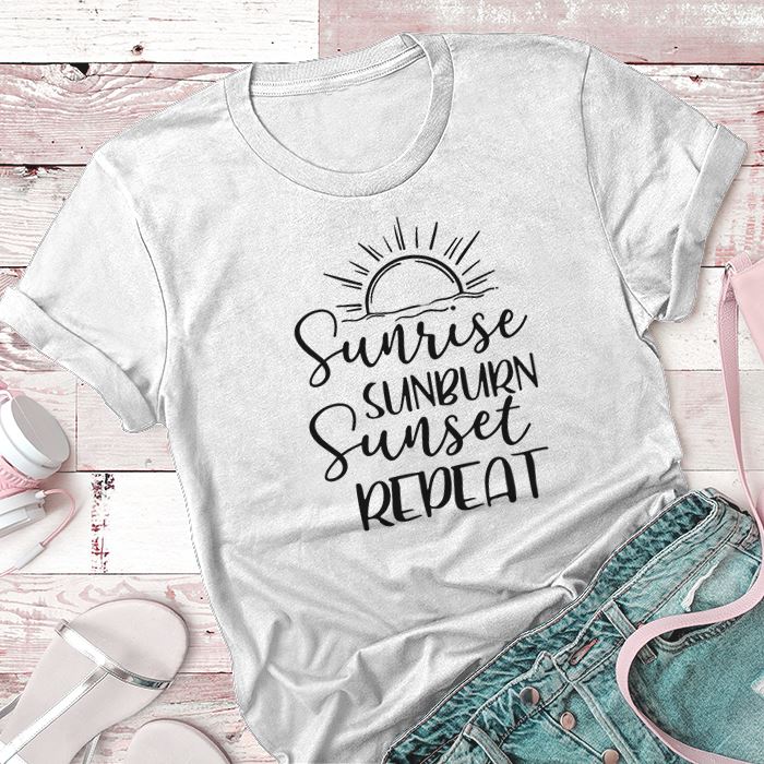 Sunrise Sunburn Sunset Repeat Premium Tees