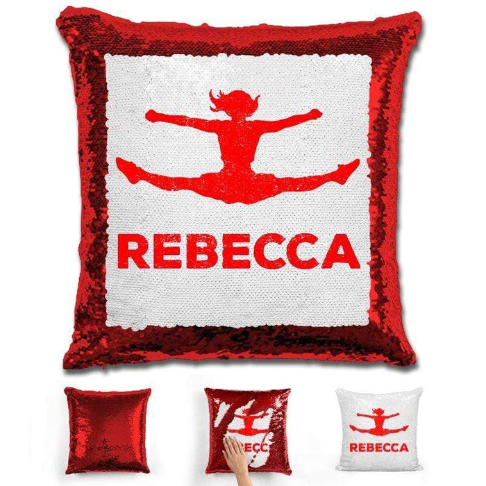 Competitive Cheerleader Personalized Magic Sequin Pillow Pillow GLAM Red Red 