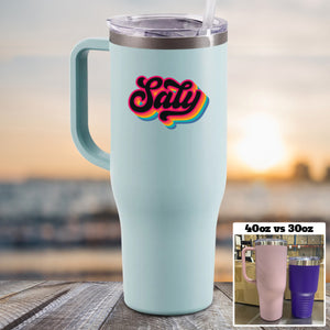 Personalized Name 40 oz Tumbler With Handle Color Printed Multiple Colors