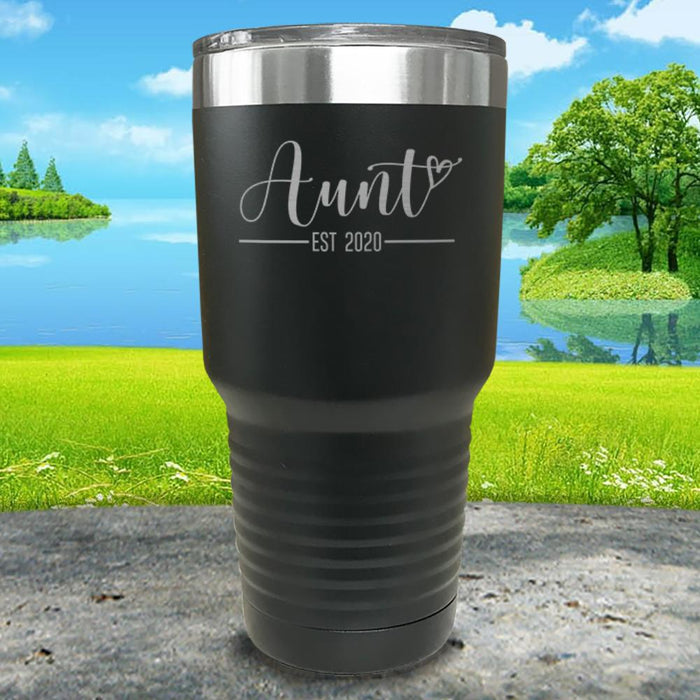 Personalized Aunt EST Script Heart Engraved Tumbler