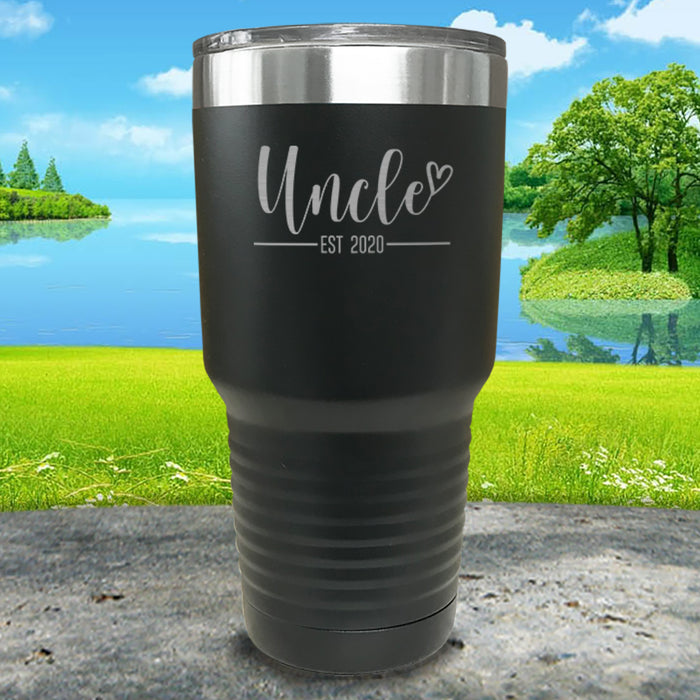 Personalized Uncle EST Script Heart Engraved Tumbler