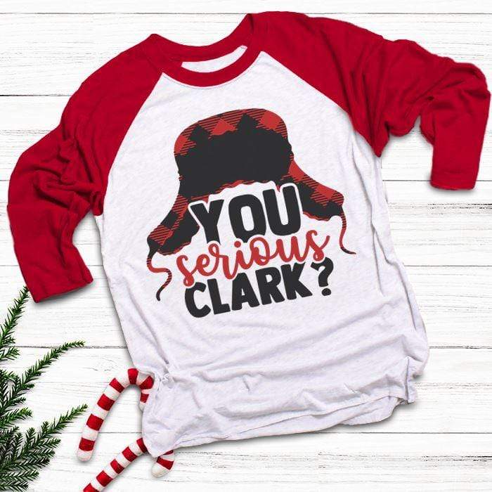 You Serious Clark Raglan T-Shirts CustomCat White/Red X-Small 