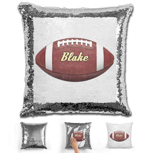 Football Personalized Magic Sequin Pillow Pillow GLAM Silver 