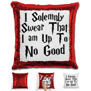I Solemnly Swear Magic Sequin Pillow Pillow GLAM Red 