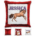 Beautiful Horse Personalized Magic Sequin Pillow Pillow GLAM Red 