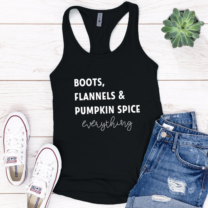 Boots Flannels & Pumpkin Spice Premium Tank Top