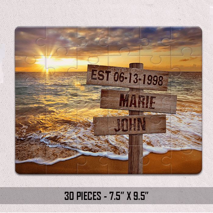 Personalized Sunset Beach & Love Jigsaw Puzzles