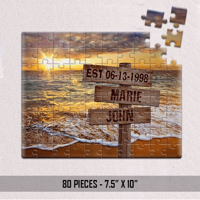 Personalized Sunset Beach & Love Jigsaw Puzzles