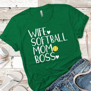 Softball Mom Boss Premium Tees T-Shirts CustomCat Kelly Green X-Small 