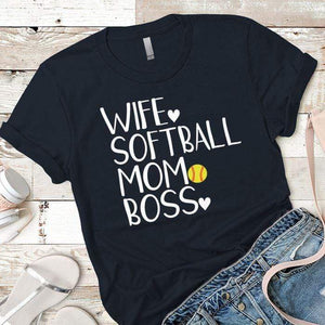 Softball Mom Boss Premium Tees T-Shirts CustomCat Midnight Navy X-Small 