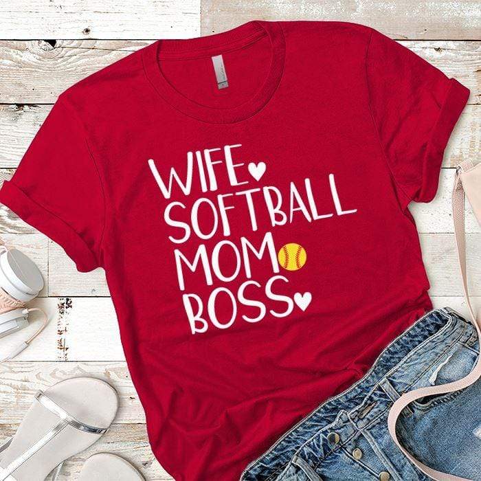 Softball Mom Boss Premium Tees T-Shirts CustomCat Red X-Small 