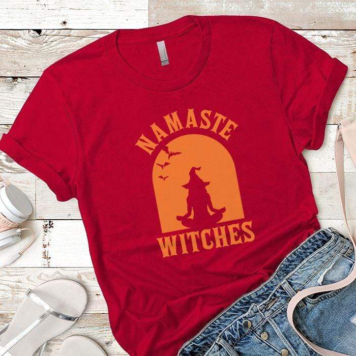 Namaste Witches Premium Tees T-Shirts CustomCat Red X-Small 