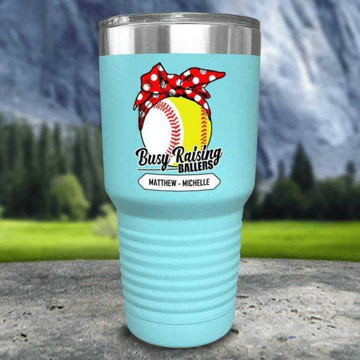 CUSTOM Busy Raising Ballers Color Printed Tumblers Tumbler Nocturnal Coatings 30oz Tumbler Softball/Baseball Mint