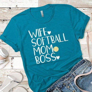 Softball Mom Boss Premium Tees T-Shirts CustomCat Turquoise X-Small 
