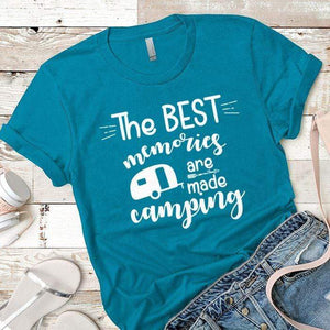 Best Memories Are Made Camping Premium Tees T-Shirts CustomCat Turquoise X-Small 