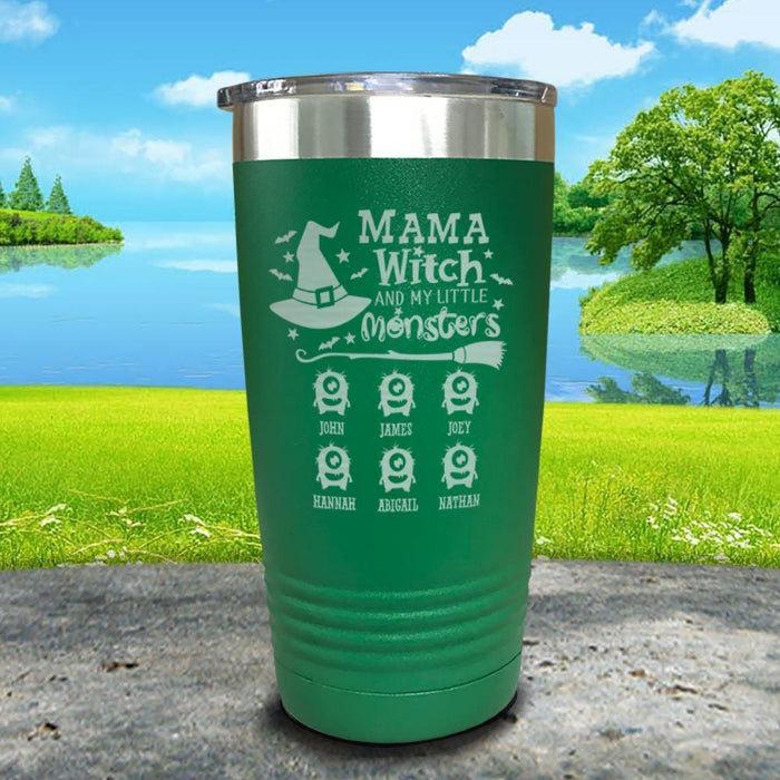 Mama Witch (CUSTOM) With Child's Name Engraved Tumbler Tumbler ZLAZER 20oz Tumbler Green 