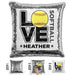 Personalized LOVE Softball Magic Sequin Pillow Pillow GLAM Silver Black 