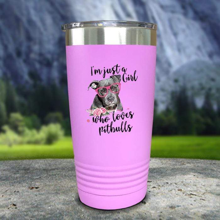 Just A Girl Who Loves PitBulls Color Printed Tumblers Tumbler ZLAZER 20oz Tumbler Lavender 