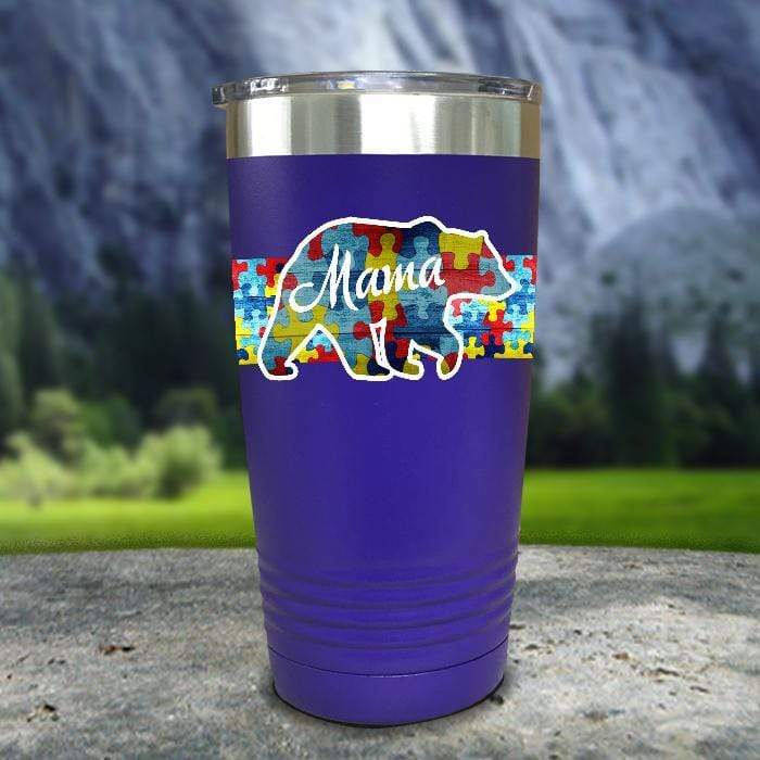 Personalized Autism Bear FULL Wrap Color Printed Tumblers Tumbler ZLAZER 