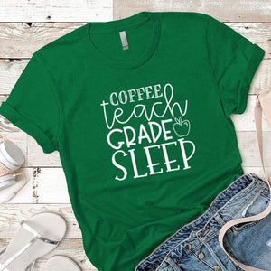 Coffee Teach Grade Sleep 1 Premium Tees T-Shirts CustomCat Kelly Green X-Small 