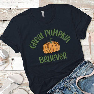 Pumpkin Believer Premium Tees T-Shirts CustomCat Midnight Navy X-Small 