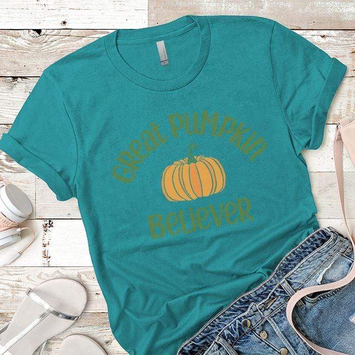 Pumpkin Believer Premium Tees T-Shirts CustomCat Tahiti Blue X-Small 