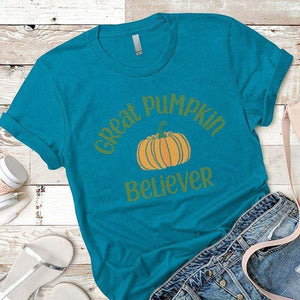 Pumpkin Believer Premium Tees T-Shirts CustomCat Turquoise X-Small 