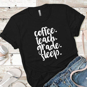 Coffee Teach Grade Sleep 2 Premium Tees T-Shirts CustomCat Black X-Small 
