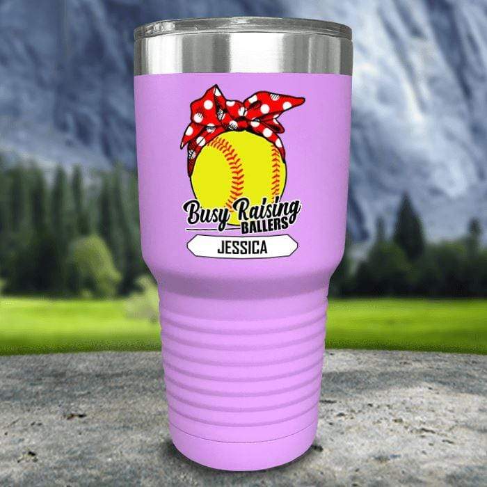 CUSTOM Busy Raising Ballers Color Printed Tumblers Tumbler Nocturnal Coatings 30oz Tumbler Softball Lavender