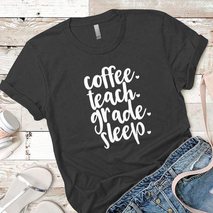 Coffee Teach Grade Sleep 2 Premium Tees T-Shirts CustomCat Heavy Metal X-Small 