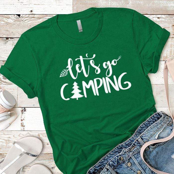 Lets Go Camping 1 Premium Tees T-Shirts CustomCat Kelly Green X-Small 