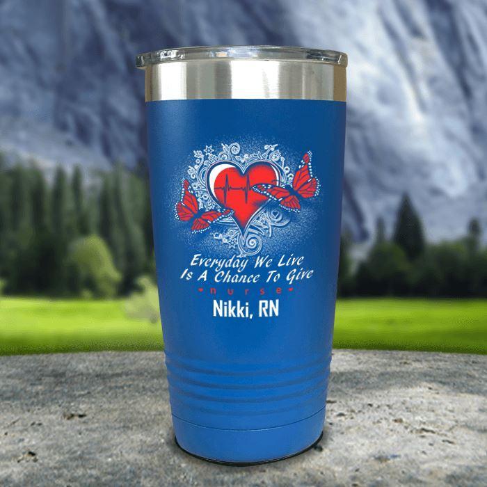 Personalized Nurse Give Color Printed Tumblers Tumbler ZLAZER 20oz Tumbler Blue 