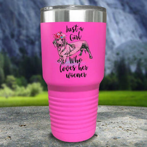 A Girl Who Loves Her Weiner Color Printed Tumblers Tumbler Nocturnal Coatings 30oz Tumbler Pink 