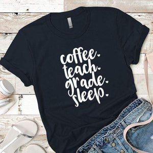 Coffee Teach Grade Sleep 2 Premium Tees T-Shirts CustomCat Midnight Navy X-Small 