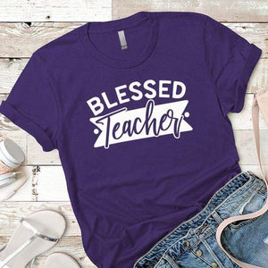 Blessed Teacher Premium Tees T-Shirts CustomCat Purple Rush/ X-Small 