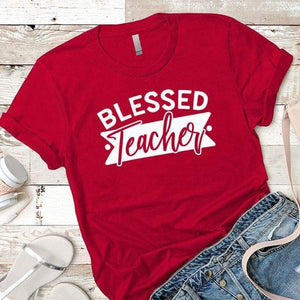 Blessed Teacher Premium Tees T-Shirts CustomCat Red X-Small 