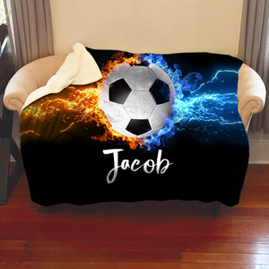 Fire And Lightning Sports Personalized Blankets