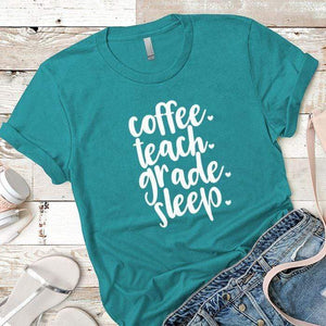 Coffee Teach Grade Sleep 2 Premium Tees T-Shirts CustomCat Tahiti Blue X-Small 