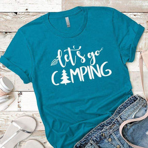 Lets Go Camping 1 Premium Tees T-Shirts CustomCat Turquoise X-Small 